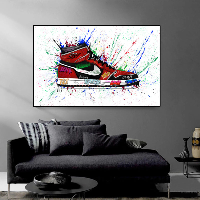 Nike Jordan Graffiti Style Canvas Art Modern Graffiti Colour 