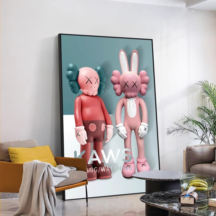 Captivating Beauty: 40*60cm KAWS Crystal Porcelain Painting - Ready to Hang