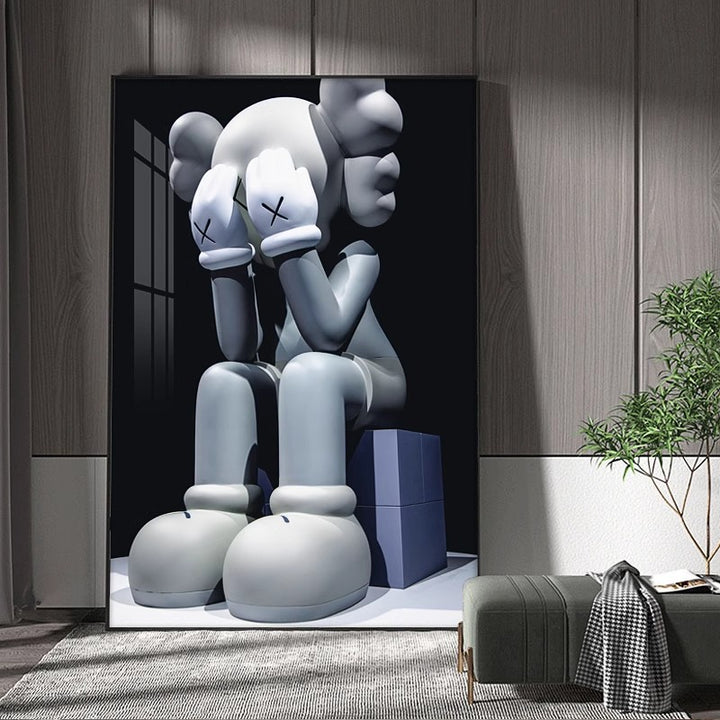 Artistry Unleashed: Ready-to-Hang 40*60cm KAWS Crystal Porcelain Painting
