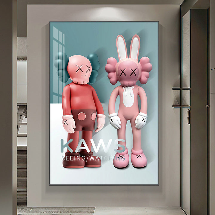 Experience Luxury: Ready-to-Hang 40*60cm KAWS Crystal Porcelain Painting