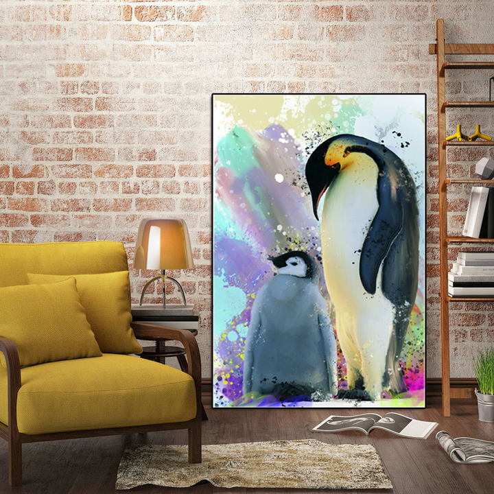 Large Penguin Wall Art - Colorful Penguin Canvas Prints